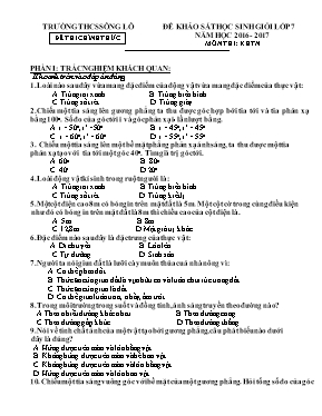 Đề khảo sát học sinh giỏi môn Khoa học tự nhiên Lớp 7 - Năm học 2016-2017 - Trường THCS Sông Lô (Có đáp án)